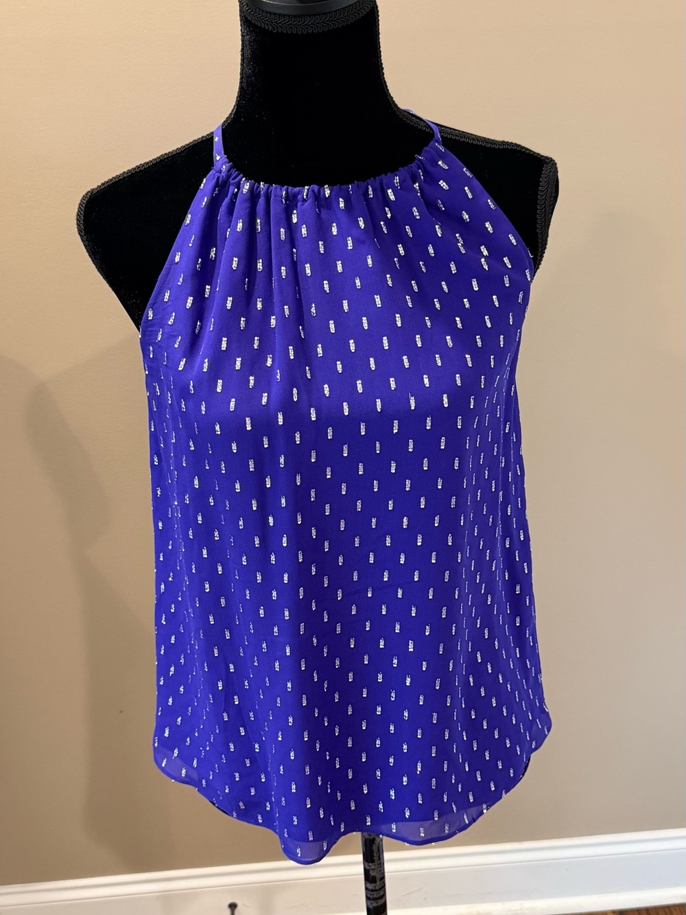 Women’s LILLY PULITZER royal blue silk silver metallic sleeveless top- Size S